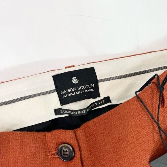 Scotch & Soda Maison Scotch Women's 8 Wool Blend Pants in Burnt Sienna New - Picture 2 of 11